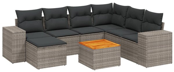 8 részes szürke polyrattan kerti ülőgarnitúra párnákkal