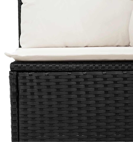 11 részes fekete polyrattan kerti ülőgarnitúra párnákkal