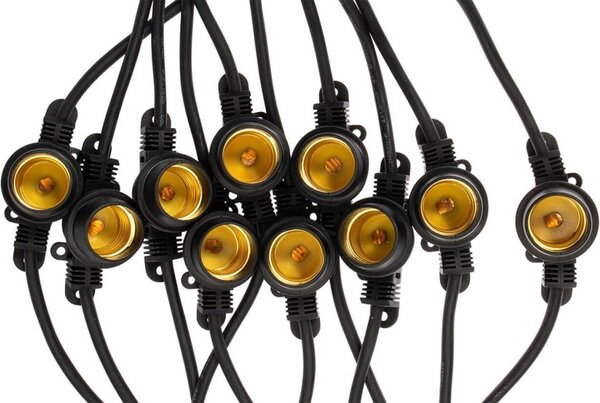 Kerti dekorációs fényfüzér | 10m + 11db LED izzó az árban | Kültéri égősor | Girland | IP44 E27