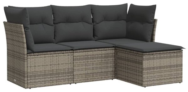 4 részes szürke polyrattan kerti ülőgarnitúra párnákkal