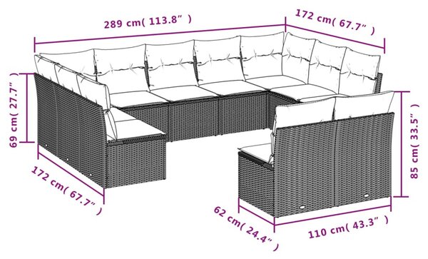 11 részes bézs polyrattan kerti ülőgarnitúra párnákkal