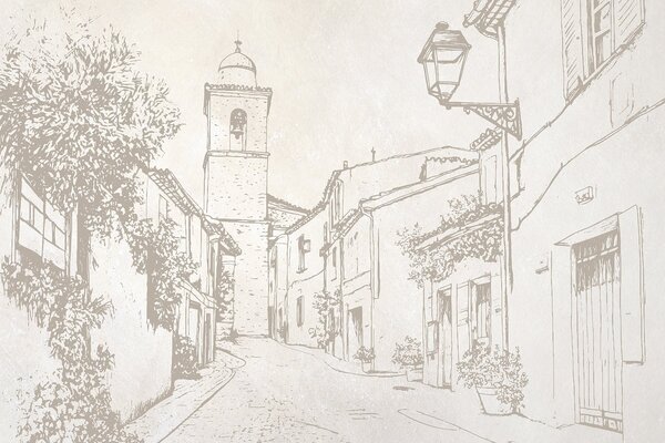 Fotótapéta Városi utca, gyönyörű építészet, épületek, mediterrán, bézs színek, Fotótapéta provence stílusban, w03346 : Uwalls.hu