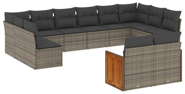 12 részes szürke polyrattan kerti ülőgarnitúra párnákkal