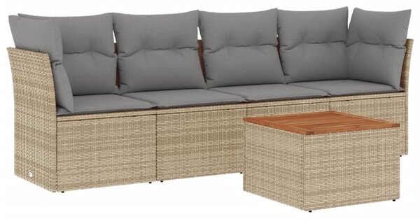 5 részes bézs polyrattan kerti ülőgarnitúra párnákkal