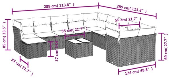 12 részes bézs polyrattan kerti ülőgarnitúra párnákkal