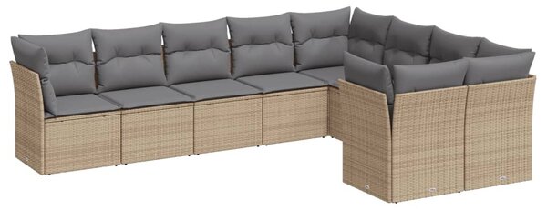 9 részes bézs polyrattan kerti ülőgarnitúra párnákkal