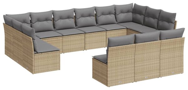 13 részes bézs polyrattan kerti ülőgarnitúra párnákkal
