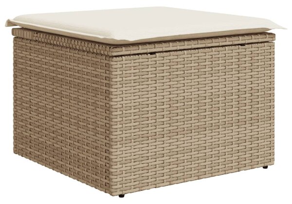 10 részes bézs polyrattan kerti ülőgarnitúra párnával