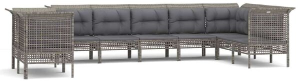 VidaXL 9 részes szürke polyrattan kerti ülőgarnitúra párnákkal
