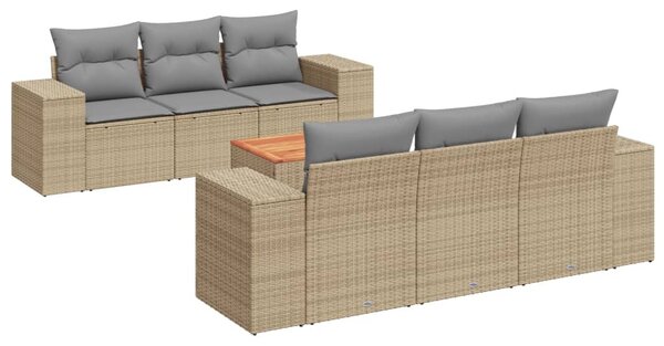 7 részes bézs polyrattan kerti ülőgarnitúra párnákkal