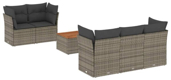 6 részes szürke polyrattan kerti ülőgarnitúra párnákkal