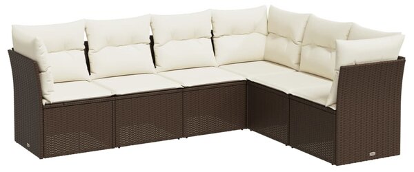6 részes barna polyrattan kerti ülőgarnitúra párnával
