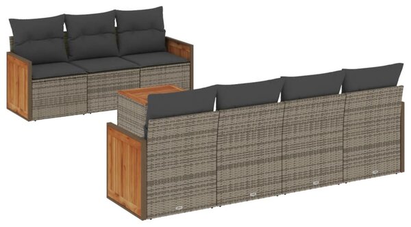 8 részes szürke polyrattan kerti ülőgarnitúra párnákkal