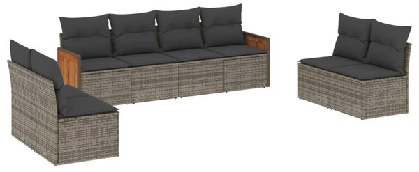 8 részes szürke polyrattan kerti ülőgarnitúra párnákkal