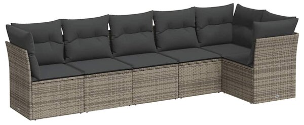 6 részes szürke polyrattan kerti ülőgarnitúra párnákkal