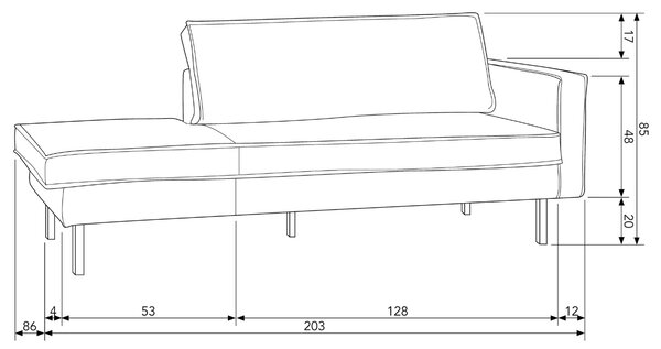 WOOOD Raden fehér bouclé heverő 203 cm, jobb