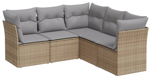 5 részes bézs polyrattan kerti ülőgarnitúra párnákkal