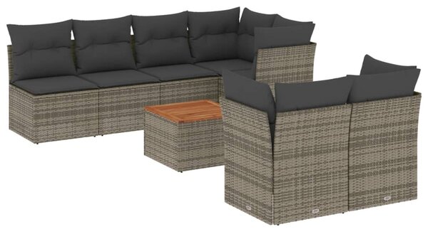 8 részes szürke polyrattan kerti ülőgarnitúra párnákkal