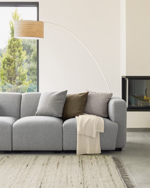 Fehér-natúr színű állólámpa fa búrával (magasság 210 cm) Juhe Ash – Kave Home