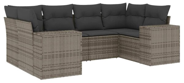 6 részes szürke polyrattan kerti ülőgarnitúra párnákkal
