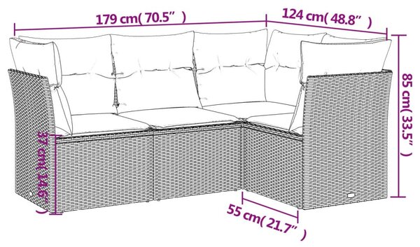 4 részes bézs polyrattan kerti ülőgarnitúra párnákkal