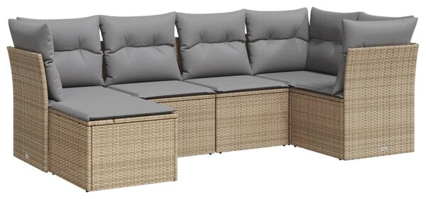 6 részes bézs polyrattan kerti ülőgarnitúra párnával