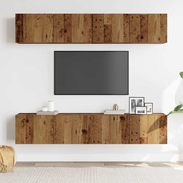 VidaXL falra szerelhető TV szekrények 4 db régi fa szerelt fa