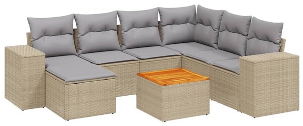 8 részes bézs polyrattan kerti ülőgarnitúra párnával