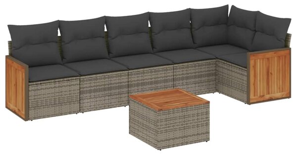 7 részes szürke polyrattan kerti ülőgarnitúra párnákkal