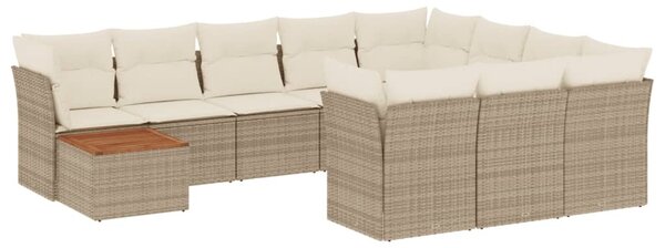 11 részes bézs polyrattan kerti ülőgarnitúra párnákkal