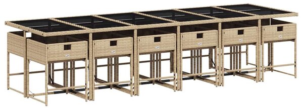 13részes vegyes bézs polyrattan kerti étkezőgarnitúra párnákkal