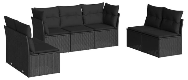 7 részes fekete polyrattan kerti ülőgarnitúra párnával