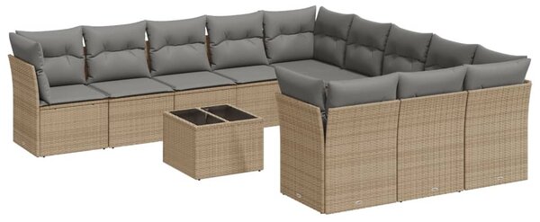 12 részes bézs polyrattan kerti ülőgarnitúra párnákkal