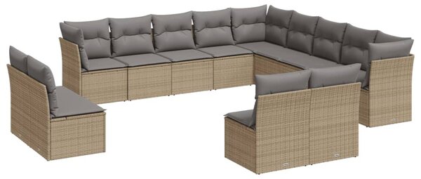 13 részes bézs polyrattan kerti ülőgarnitúra párnákkal