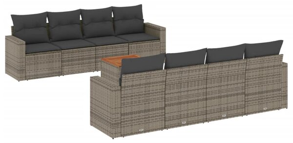 9 részes szürke polyrattan kerti ülőgarnitúra párnákkal
