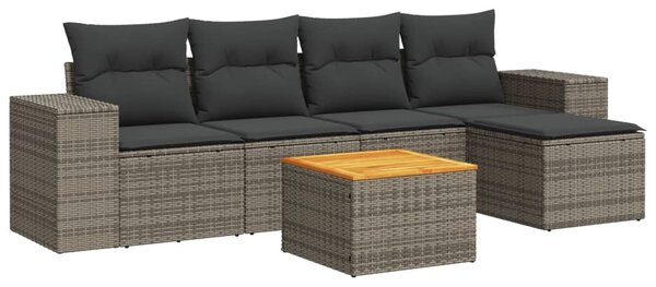 6 részes szürke polyrattan kerti ülőgarnitúra párnákkal