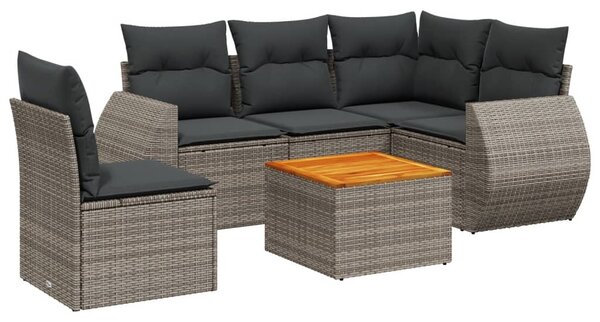 6 részes szürke polyrattan kerti ülőgarnitúra párnákkal