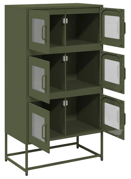 VidaXL Highboard olívazöld 68x39x123 cm Acél