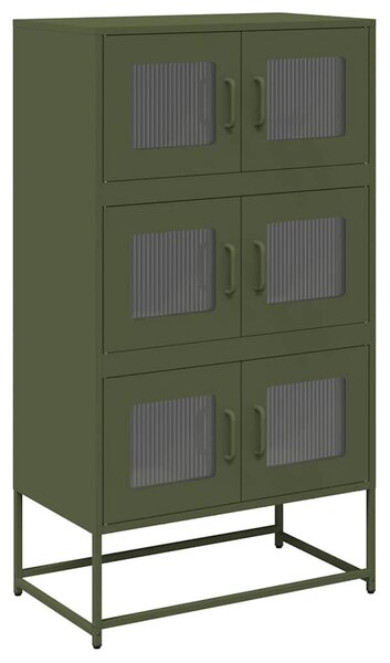 VidaXL Highboard olívazöld 68x39x123 cm Acél