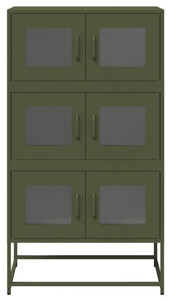 VidaXL Highboard olívazöld 68x39x123 cm Acél