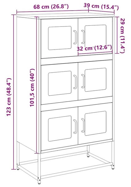 VidaXL Highboard antracit 68x39x123 cm Acél