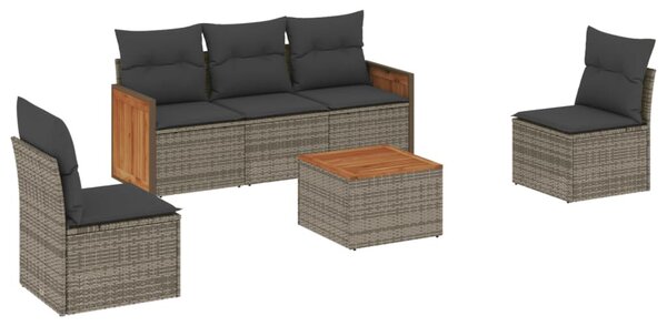 6 részes szürke polyrattan kerti ülőgarnitúra párnákkal