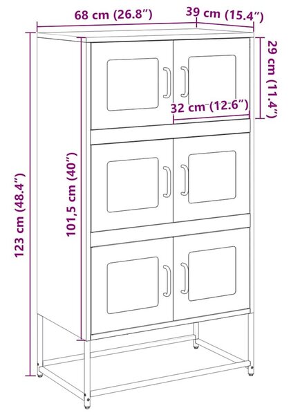 VidaXL Magastábla Fekete 68x39x123 cm Acél
