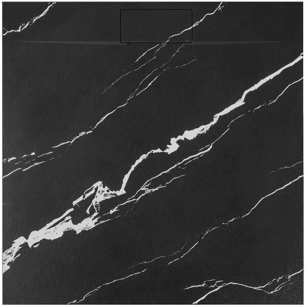 Rea Basalt Carrara, SMC zuhanytálca 90x90, fekete-kő mintás, REA-K7003