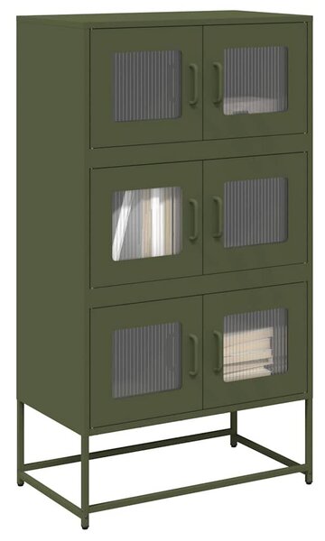 VidaXL Highboard olívazöld 68x39x123 cm Acél