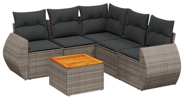 6 részes szürke polyrattan kerti ülőgarnitúra párnákkal