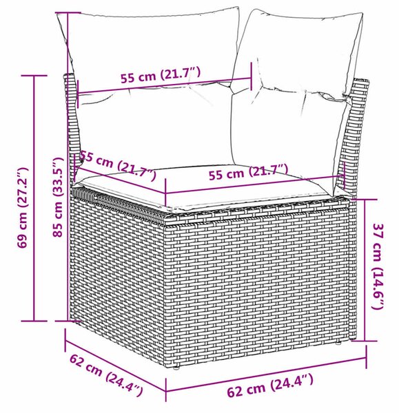 5 részes bézs polyrattan kerti ülőgarnitúra párnákkal