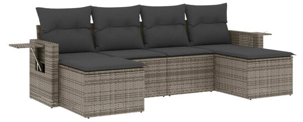 6 részes szürke polyrattan kerti ülőgarnitúra párnákkal