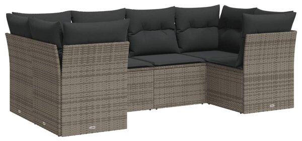 6 részes szürke polyrattan kerti ülőgarnitúra párnákkal