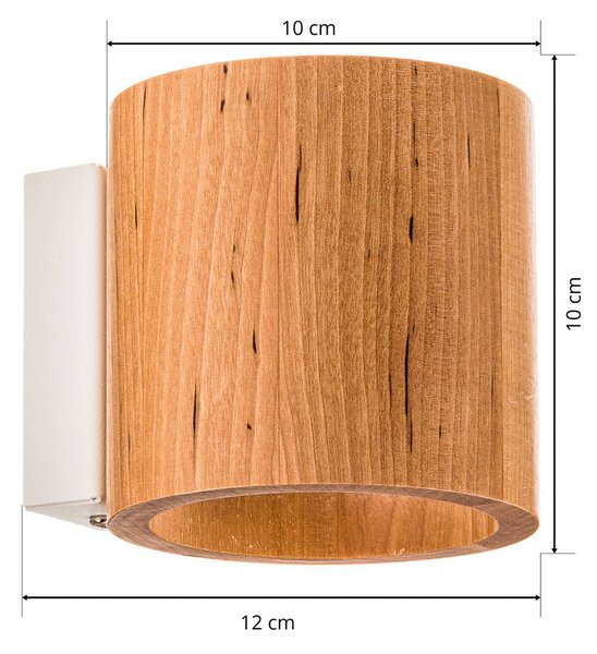 SOLLUX LIGHTING Ara fali világítás, hengeres fa, dimmelhető, Világos fa, Nappali / Étkező, Fa, Modern
